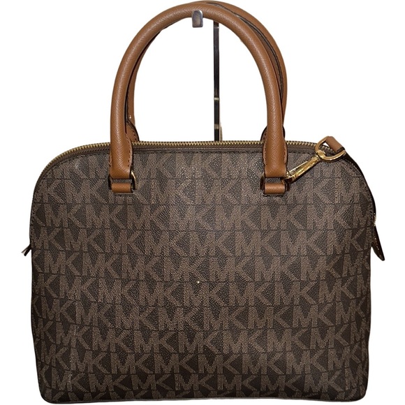 MICHAEL KORS Cindy Dome Satchel MK LOGOBROWN - Picture 3 of 16